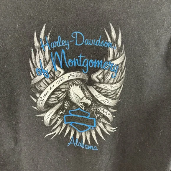 Harley-Davidson Black Fitted Cut Out 3/4 Sleeve Tee Top Montgomery AL Women’s XL - Picture 4 of 6